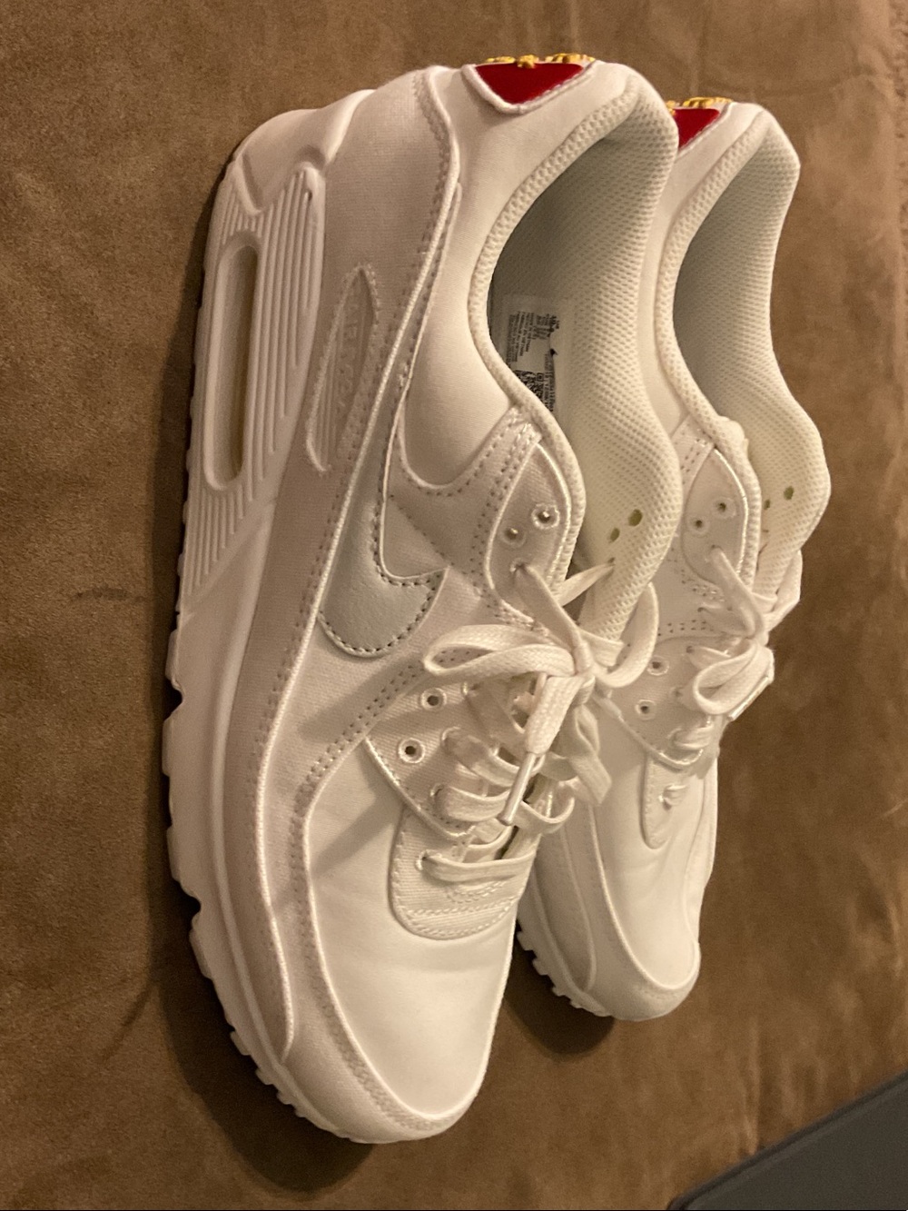 Nike air White Athletic Sneakers with Red Heel Tab